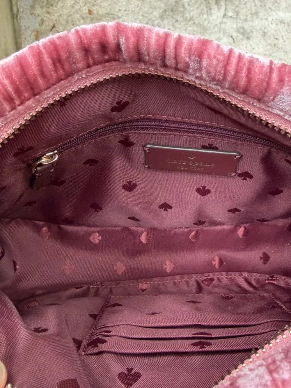 Gorgeous NWOT Kate Spade crushed velvet bow bag